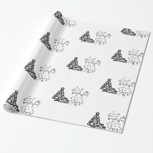 Schwarz-weiße frohe Weihnachtsbaumen Zitat Geschen Geschenkpapier