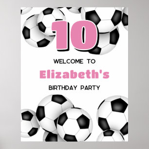 Schwarz-weiße Fußballbälle Kindergeburtstag Party Poster