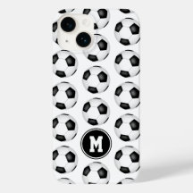 Schwarz-weiße Fußballbälle mit Monogramm