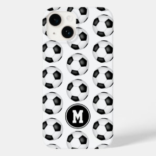 Schwarz-weiße Fußballbälle mit Monogramm Case-Mate iPhone 14 Hülle