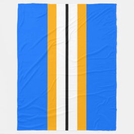 Schwarz-weiße gelbe Streifen auf hellblau Fleecedecke