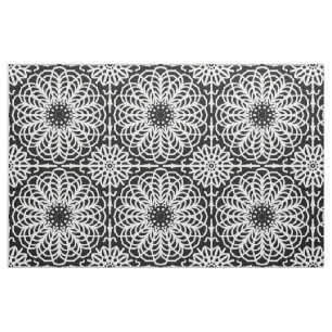 Schwarz-weiße Geometrie der Flora Abstrakt Boho Stoff