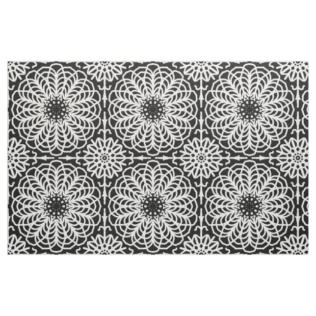 Schwarz-weiße Geometrie der Flora Abstrakt Boho Stoff (Fat Quarter (45,7 x 55,9 cm))