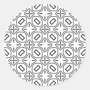 Schwarz-weiße Geometrie des Künstlers X 4 Runder Aufkleber