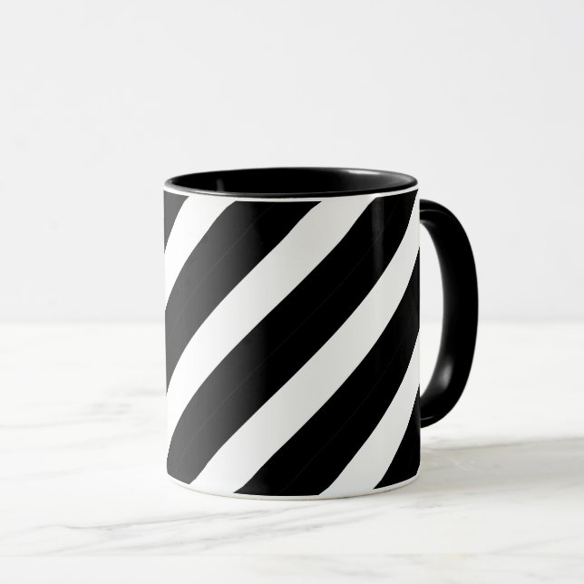 Schwarz-weiße geometrische Abstrakte Linien mit zw Tasse (VorderseiteRechts)