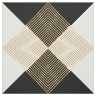 Schwarz-weiße geometrische Goldränder Modernes D Stoff
