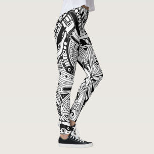 Schwarz-weiße geometrische Kunst 15 Leggings
