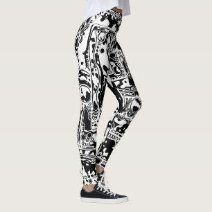 Schwarz-Weiße geometrische Kunst 25 Leggings