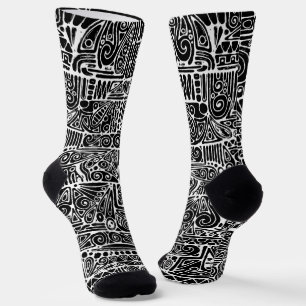 Schwarz-Weiße geometrische Kunst 2 Socken
