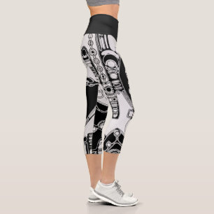 Schwarz-Weiße geometrische Kunst 4 Capri Leggings