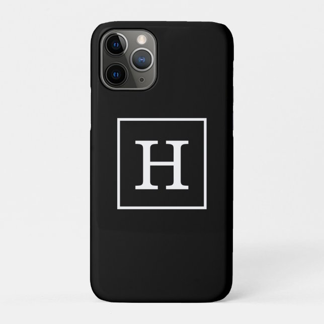 Schwarz-weiße Gerahmte Initialmonogramm Case-Mate iPhone Hülle (Rückseite)