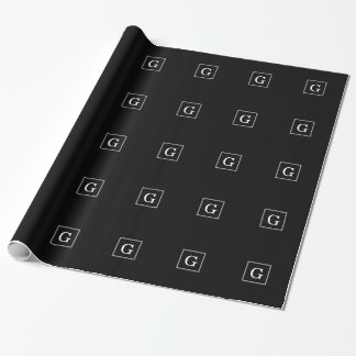 Schwarz-weiße Gerahmte Initialmonogramm Geschenkpapier