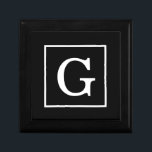 Schwarz-weiße Gerahmte Initialmonogramm Schmuckschachtel<br><div class="desc">Schwarz-weißes Gerahmtes Initial Monogram Ein stylish schwarzer solider Hintergrund mit einem weißen gerahmten Bereich für Ihr Monogramm, Ihren Namen oder andere Texte. Sie können auch den Schriftart ändern, die Größe und Farbe des Schriftartes ändern, den Text verschieben usw. Wenn Sie dieses Design in anderen Farben möchten, schreiben Sie uns einfach...</div>
