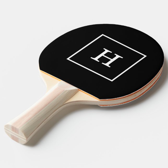 Schwarz-weiße Gerahmte Initialmonogramm Tischtennis Schläger (Vorderseite)