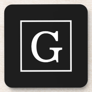 Schwarz-weiße Gerahmte Initialmonogramm Untersetzer