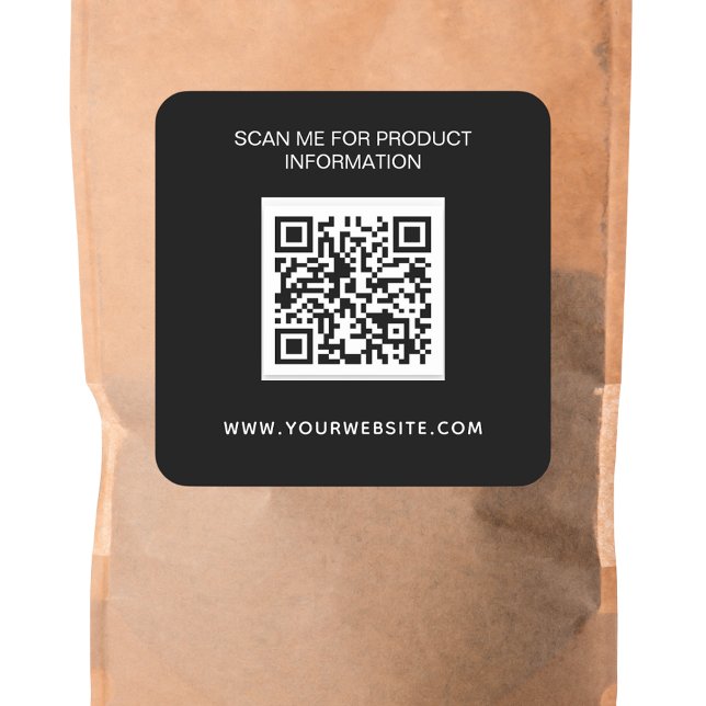 Schwarz-weiße Geschäftsinformationen QN-Code Quadratischer Aufkleber (Von Creator hochgeladen)