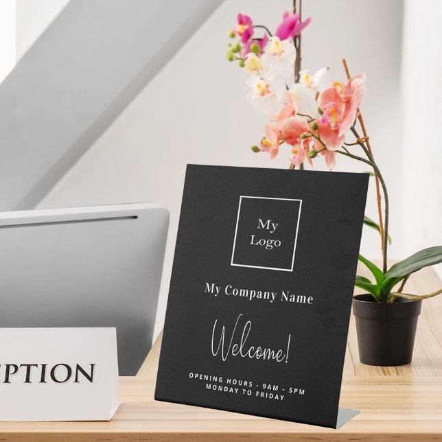 Schwarz-weiße Geschäftslogos Sockelschild (Von Creator hochgeladen)