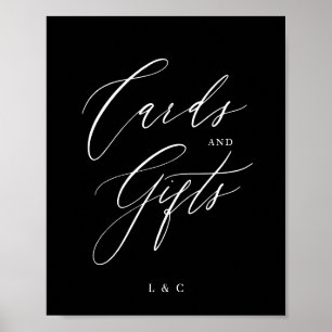 Schwarz-weiße Geschenke für kalligraphische Hochze Poster