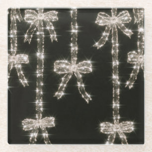 Schwarz Weiße Glitzerbögen Glasuntersetzer