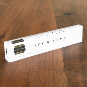 Schwarz-weiße Gold Conceptual Minimal Geometry Lux Namensplakette