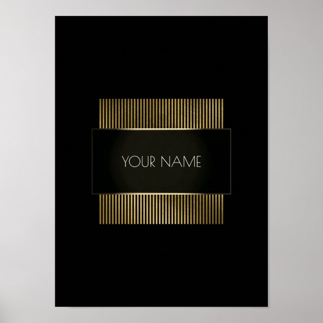 Schwarz-weiße Gold Conceptual Minimal Geometry Poster (Vorne)