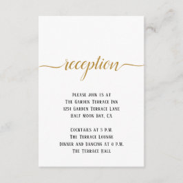 Schwarz-weiße Gold Script Minimal Hochzeitsempfehl Begleitkarte