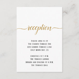 Schwarz-weiße Gold Script Minimal Hochzeitsempfehl Begleitkarte