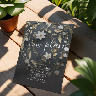 Schwarz-weiße Goldblumenzeremonie verschoben Save The Date