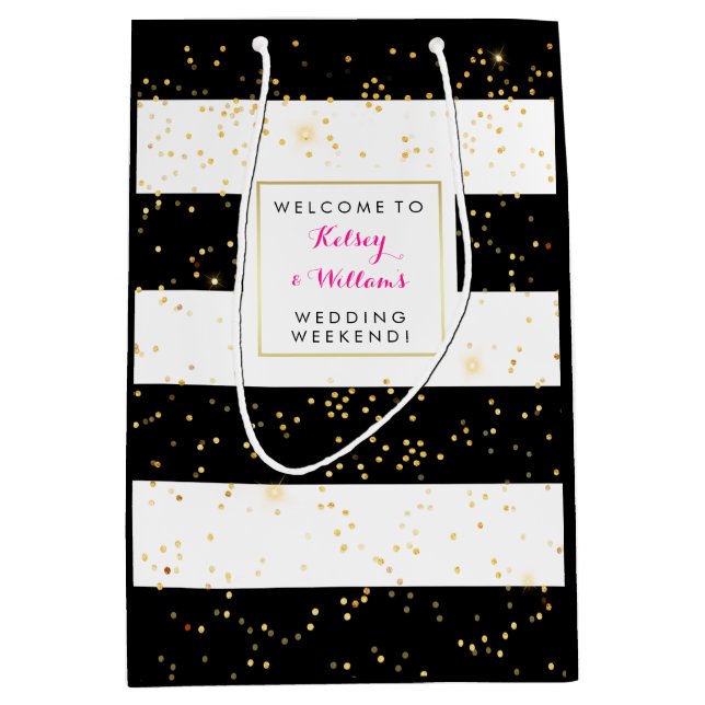 Schwarz-weiße Goldhochzeit außerhalb der Stadt Wil Mittlere Geschenktüte (Vorderseite)