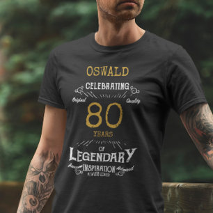 Schwarz-weiße Goldmedaillen-T - Shirt zum 80. Gebu