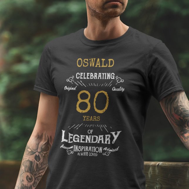 Schwarz-weiße Goldmedaillen-T - Shirt zum 80. Gebu (Von Creator hochgeladen)