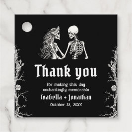 Schwarz-weiße gotische Halloween-Skelett-Hochzeit Geschenkanhänger