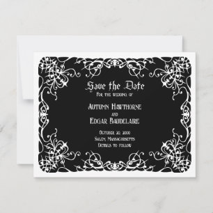 Schwarz-weiße gotische Hochzeit Save The Date
