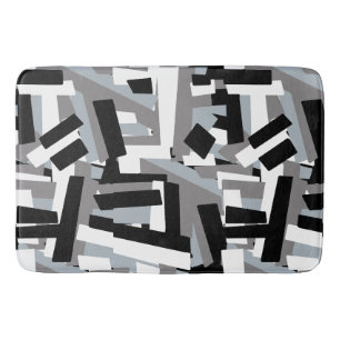 Schwarz-weiße graue Abstrakte geometrische Patches Badematte