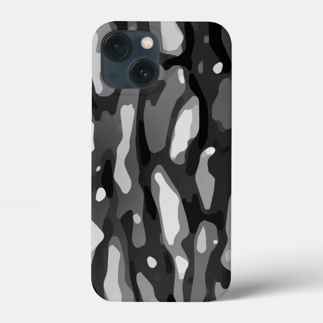Schwarz-weiße Graue Camouflage Abstraktes Muster Case-Mate iPhone Hülle (Rückseite)