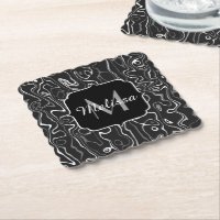 Schwarz-weiße graue Damaskus abstrakte Wirbel Mono