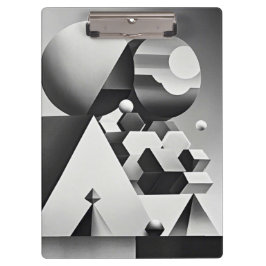 Schwarz-weiße graue geometrische Formen Klemmbrett