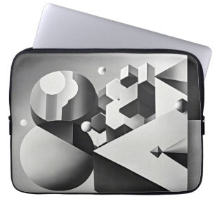 Schwarz-weiße graue geometrische Formen Laptopschutzhülle