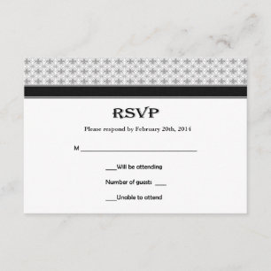 Schwarz-weiße graue Lilie Wedding RSVP Cards Karte