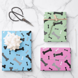 Schwarz-weiße Grauknochen Geschenkpapier Set