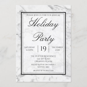 Schwarz-weiße Graumarmorparty Einladung