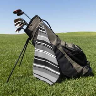 Schwarz-weiße Graustufen mit gemischtem Streifenmu Golfhandtuch