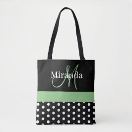 Schwarz-weiße Green Monogram Script Polka Dots