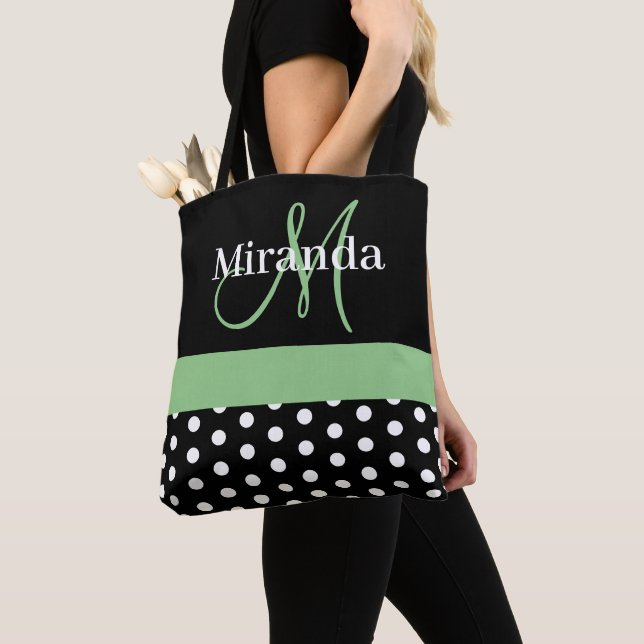 Schwarz-weiße Green Monogram Script Polka Dots (Von Nahem)