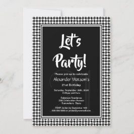 Schwarz-weiße Grenze 21. Geburtstag Party Einladung