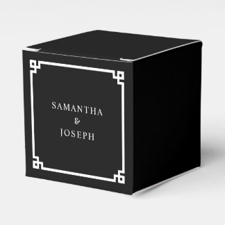Schwarz-weiße griechische Schlüssel-Hochzeit Geschenkschachtel