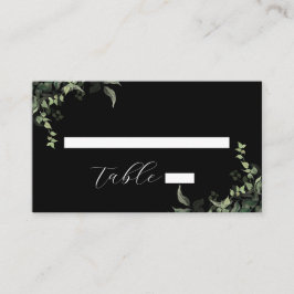 Schwarz-weiße Grüne Botanische Wasserfarbenhochzei Platzkarte