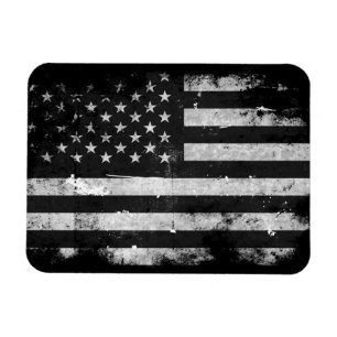 Schwarz-Weiße Grunge-Amerikanische Flagge Magnet