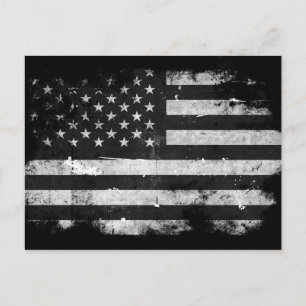 Schwarz-weiße Grunge-amerikanische Flagge Postkarte