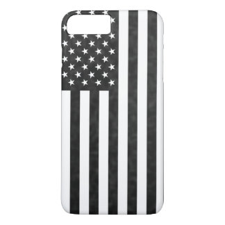 Schwarz-weiße Grunge-Vintage-amerikanische Flagge  iPhone 8 Plus/7 Plus Hülle